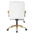 Pemberly Row Mid-Back White Faux Leather Chair with Gold Finish Arms & Base K/D