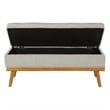 Pemberly Row Storage Bench in Fog Gray Fabric with Light Espresso Legs