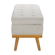 Pemberly Row Storage Bench in Fog Gray Fabric with Light Espresso Legs