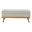 Pemberly Row Storage Bench in Fog Gray Fabric with Light Espresso Legs