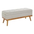 Pemberly Row Storage Bench in Fog Gray Fabric with Light Espresso Legs
