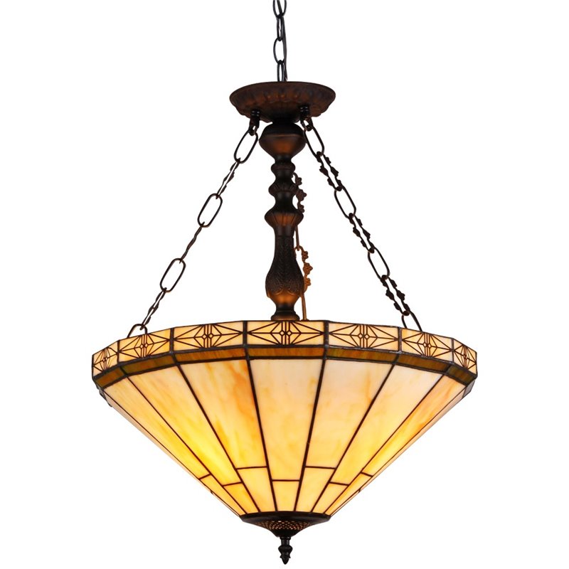 Pemberly Row Tiffany 2 Light Mission Inverted Ceiling Pendant Fixture 18