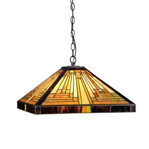 Pemberly Row Tiffany-style 2 Light Mission Ceiling Pendant Fixture 16&quot Shade