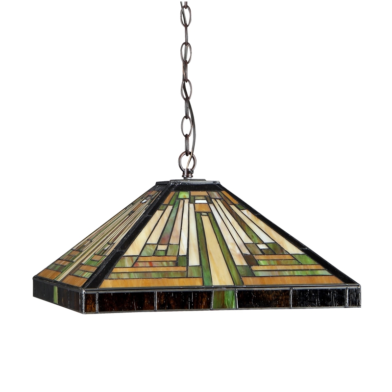 Pemberly Row Tiffany-style 2 Light Mission Ceiling Pendant Fixture 16