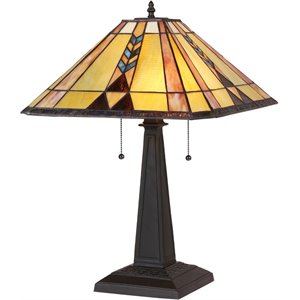 Pemberly Row Tiffany-style 2 Light Mission Table Lamp 16&quot Shade