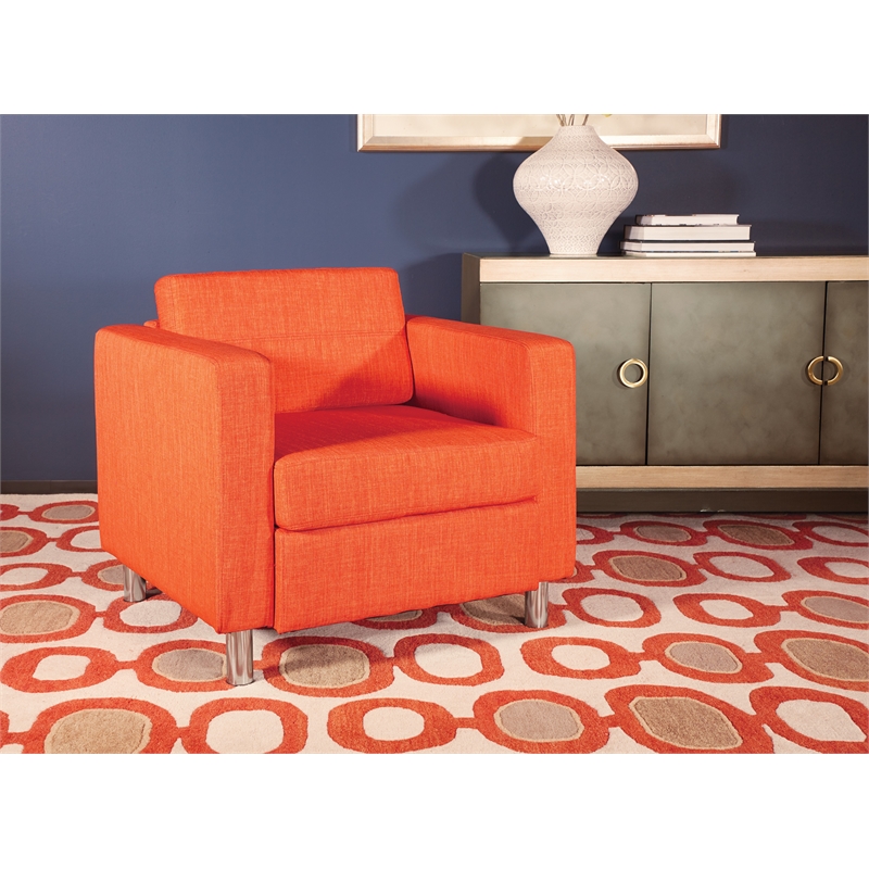 Pemberly Row Contemporary Armchair In Tangerine Orange Fabric