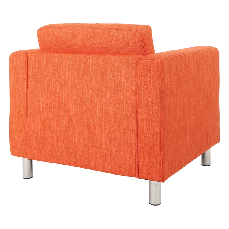 Pemberly Row Contemporary Armchair In Tangerine Orange Fabric