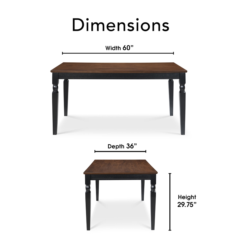 Pemberly Row Contemporary Transitional Dining Table Black Finish
