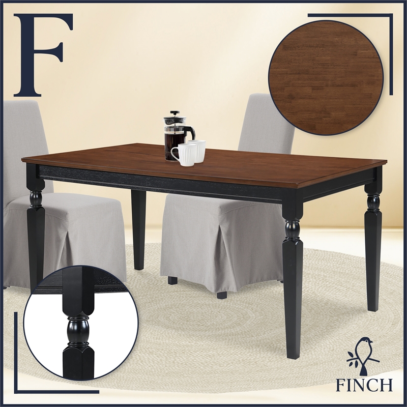 Pemberly Row Contemporary Transitional Dining Table Black Finish