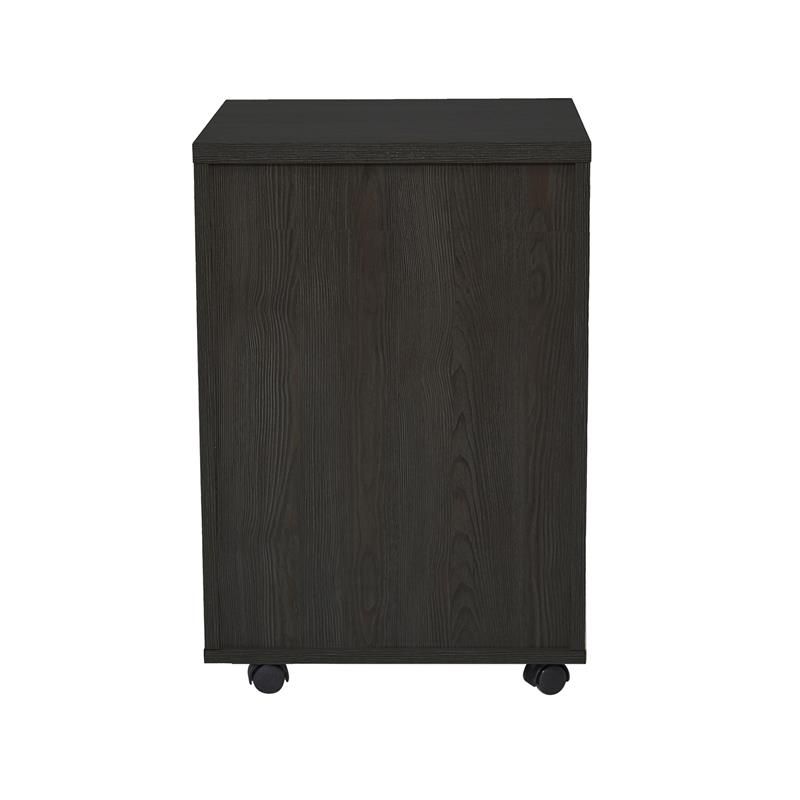 Pemberly Row Modern Mobile Pedestal with 3 Drawers in Espresso
