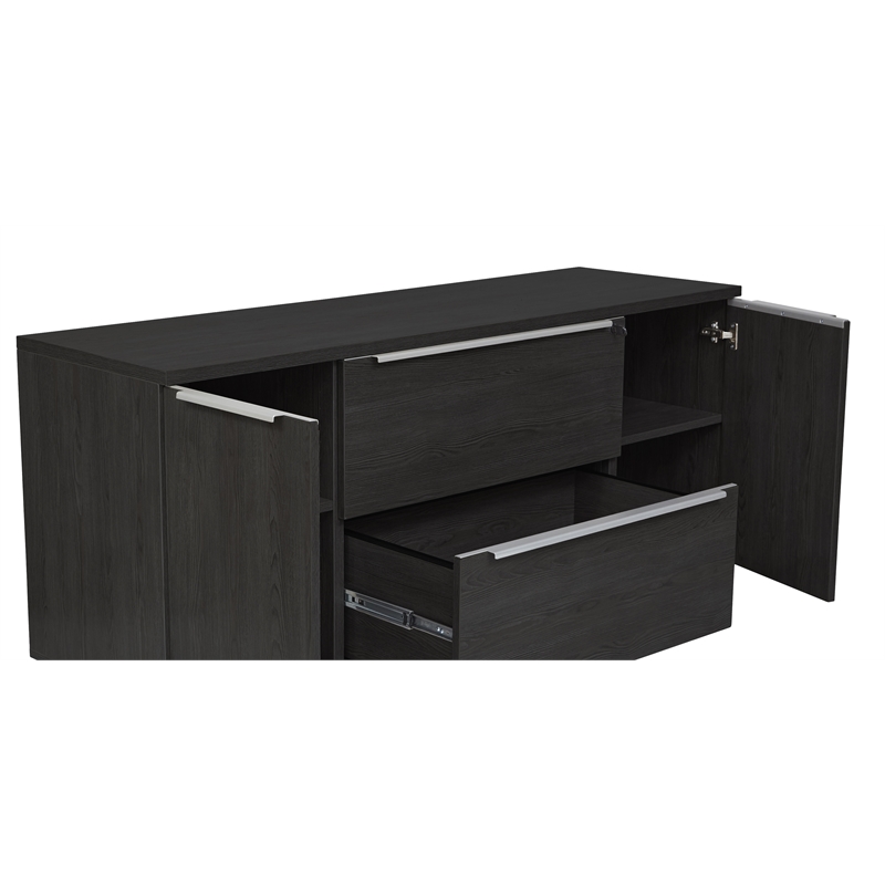 Pemberly Row Credenza with 2 Drawers and 2 Doors in Espresso