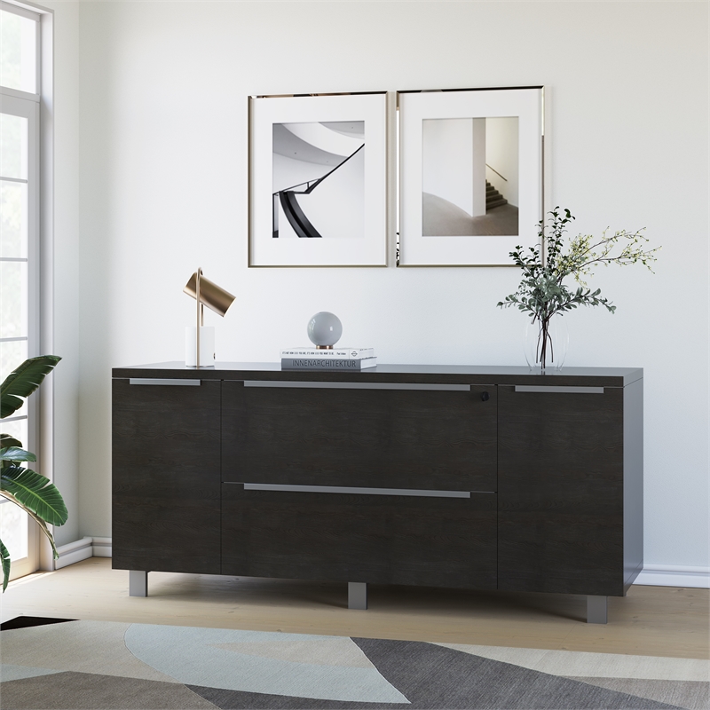 Pemberly Row Credenza with 2 Drawers and 2 Doors in Espresso