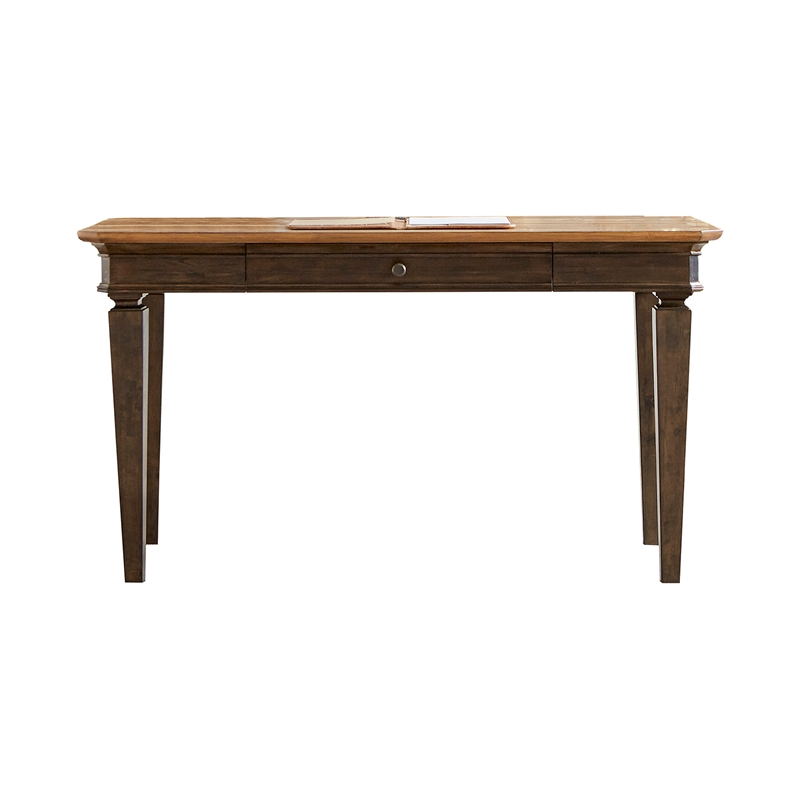 Pemberly Row Executive Writing Desk Writing Table Office Desk Wood Top Brown