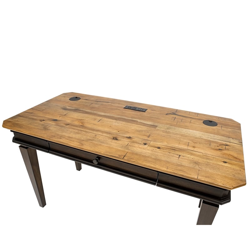 Pemberly Row Executive Writing Desk Writing Table Office Desk Wood Top Brown