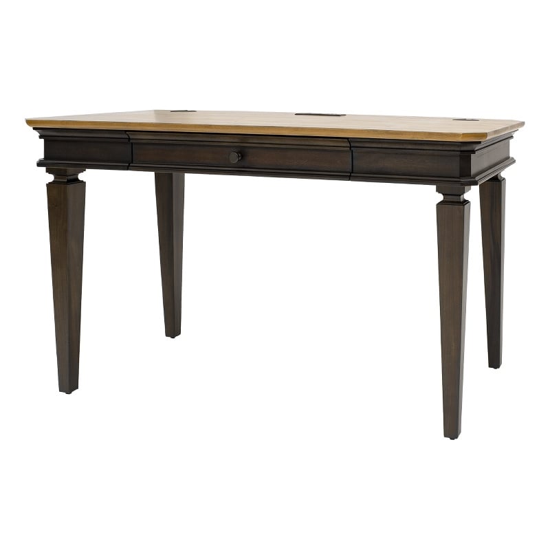 Pemberly Row Executive Writing Desk Writing Table Office Desk Wood Top Brown