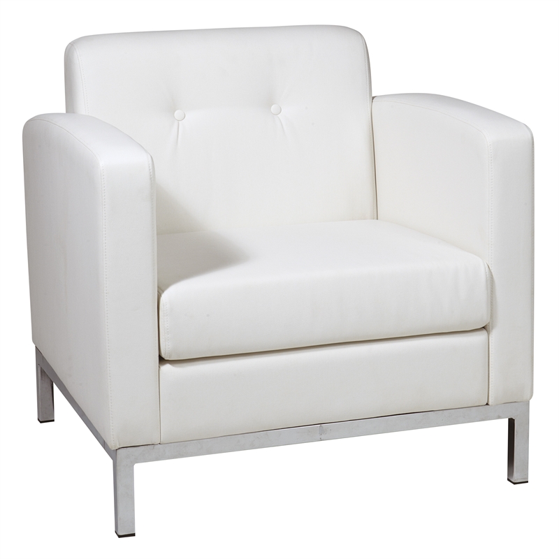 Pemberly Row Modern / Contemporary Armchair in White Faux Leather