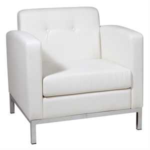 Pemberly Row Modern / Contemporary Armchair in White Faux Leather