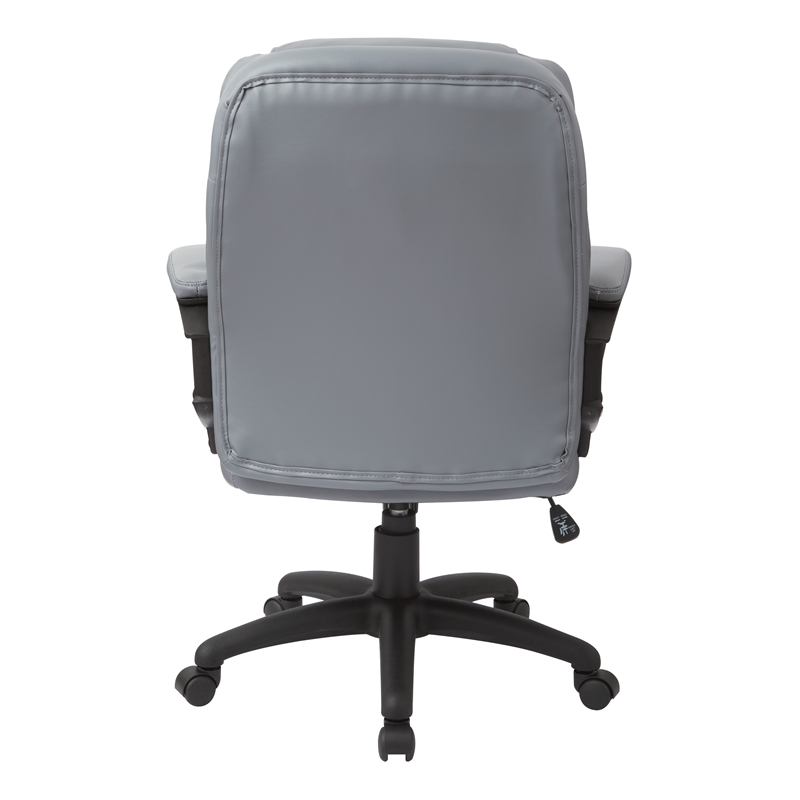 Pemberly Row Charcoal Gray Faux Leather Manager's Chair with Padded Arms