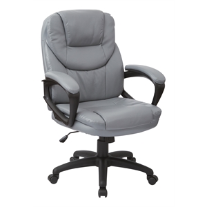 Pemberly Row Charcoal Gray Faux Leather Manager's Chair with Padded Arms