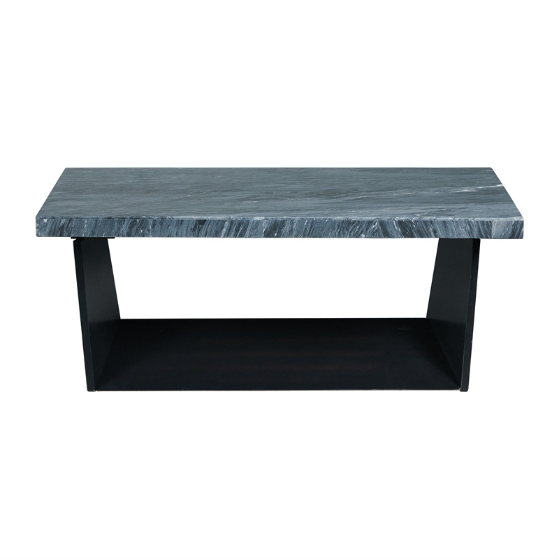 Pemberly Row Modern / Contemporary Coffee Table with Dark Marble Top