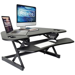 Pemberly Row 46&quot Adjustable Corner Standing Desk Converter Black (R B-46)