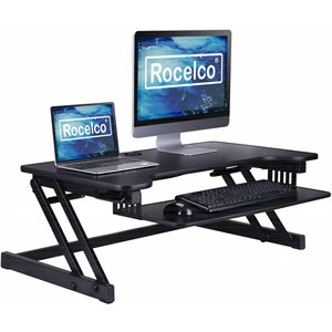 Pemberly Row 37.5&quot Deluxe Height Adjustable Standing Desk Converter in Black