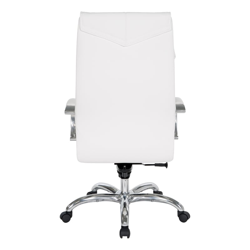 Pemberly Row Deluxe High Back Executive Chair in White Snow Faux Leather