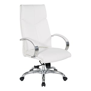 Pemberly Row Deluxe High Back Executive Chair in White Snow Faux Leather