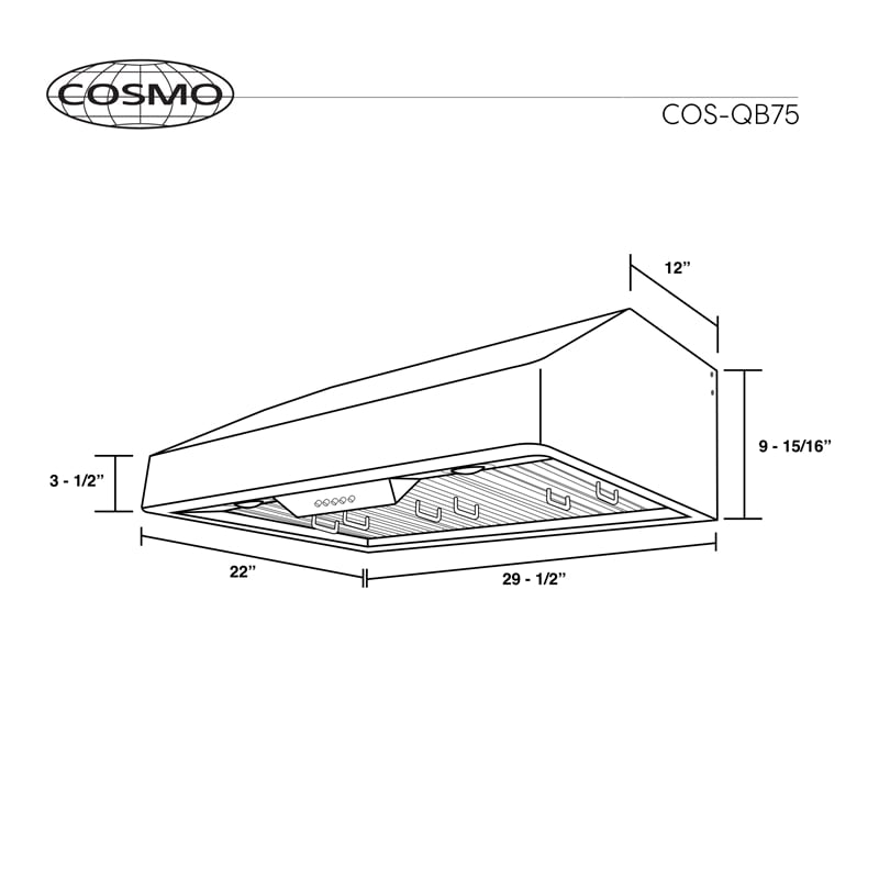 Pemberly Row 30 in. Ducted Under Cabinet 500 CFM Range Hood in Stainless Steel
