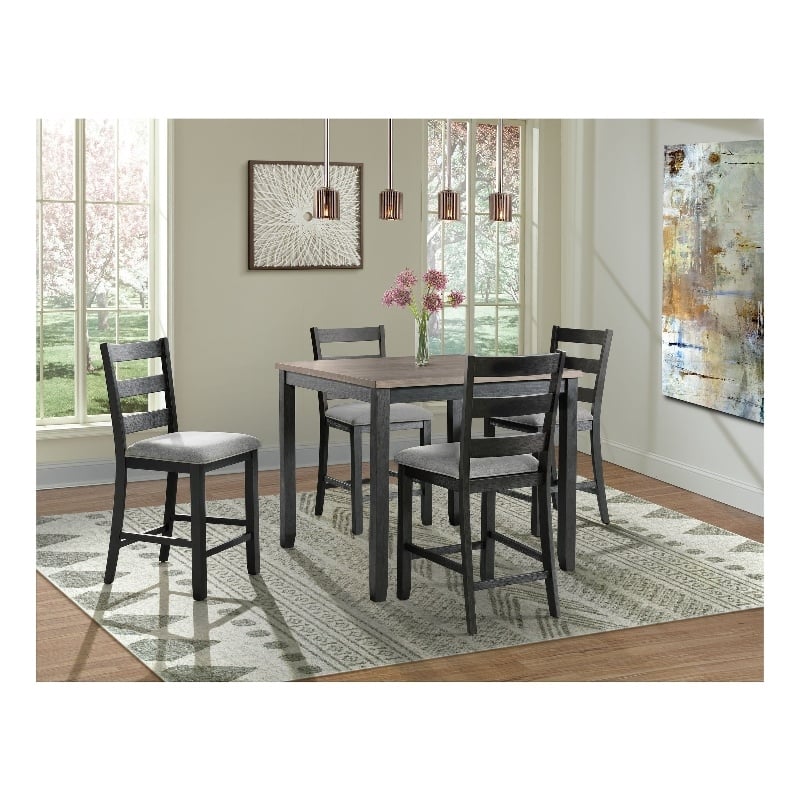 Pemberly Row Contemporary Counter Height Side Chair Set in Black