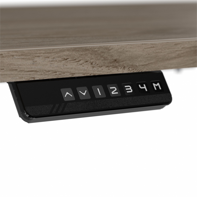 Pemberly Row 60W x 30D Adjustable Desk in Modern Hickory - Engineered Wood