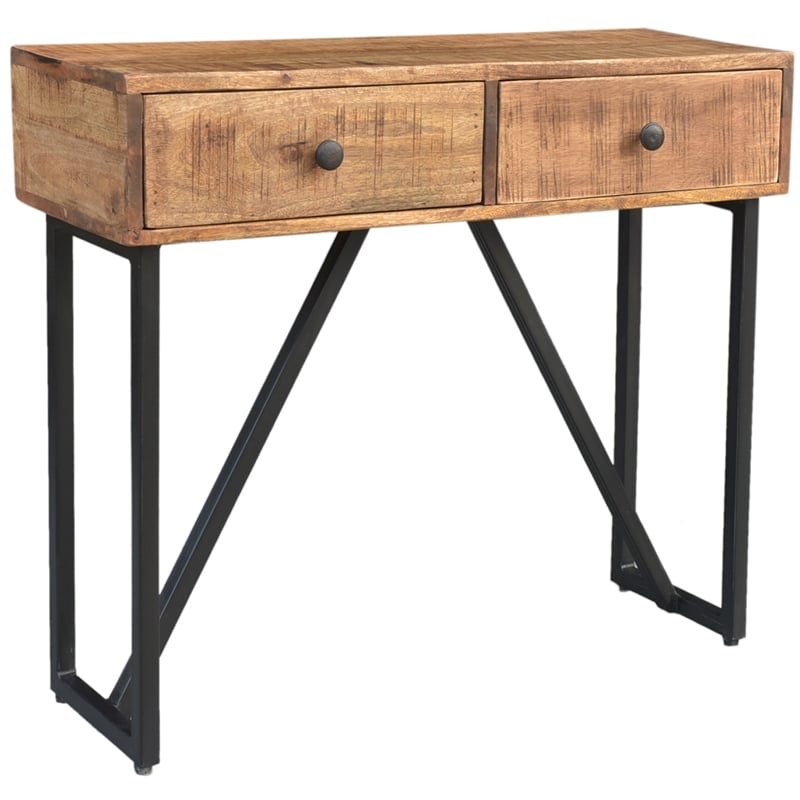 Pemberly Row Modern / Contemporary Solid Wood Console Table in Brown