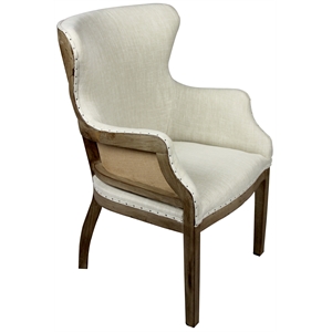 Pemberly Row Arm Chair Upholstered in Natural Fabric with Nail Tape Trim