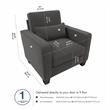 Pemberly Row Accent Chair with Arms in Charcoal Gray Herringbone Fabric