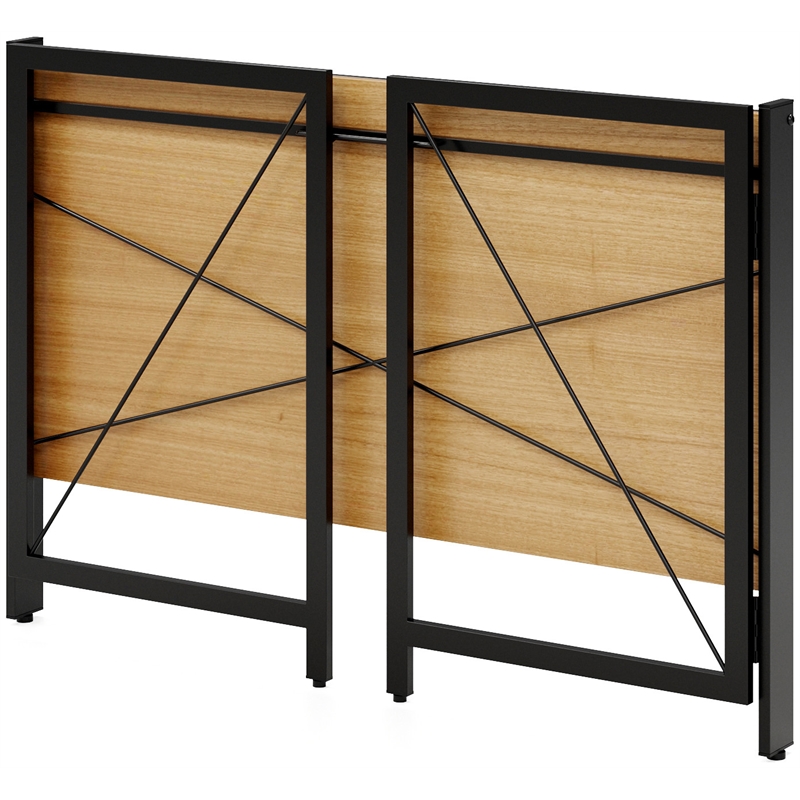 Pemberly Row 43 inch Metal Folding Home Office Desk Black/Teak