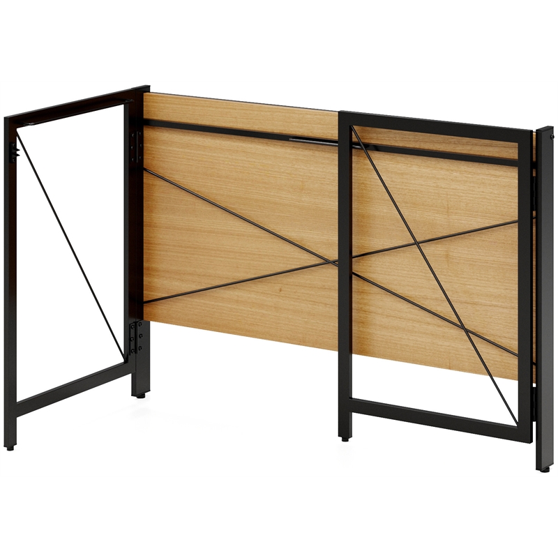 Pemberly Row 43 inch Metal Folding Home Office Desk Black/Teak