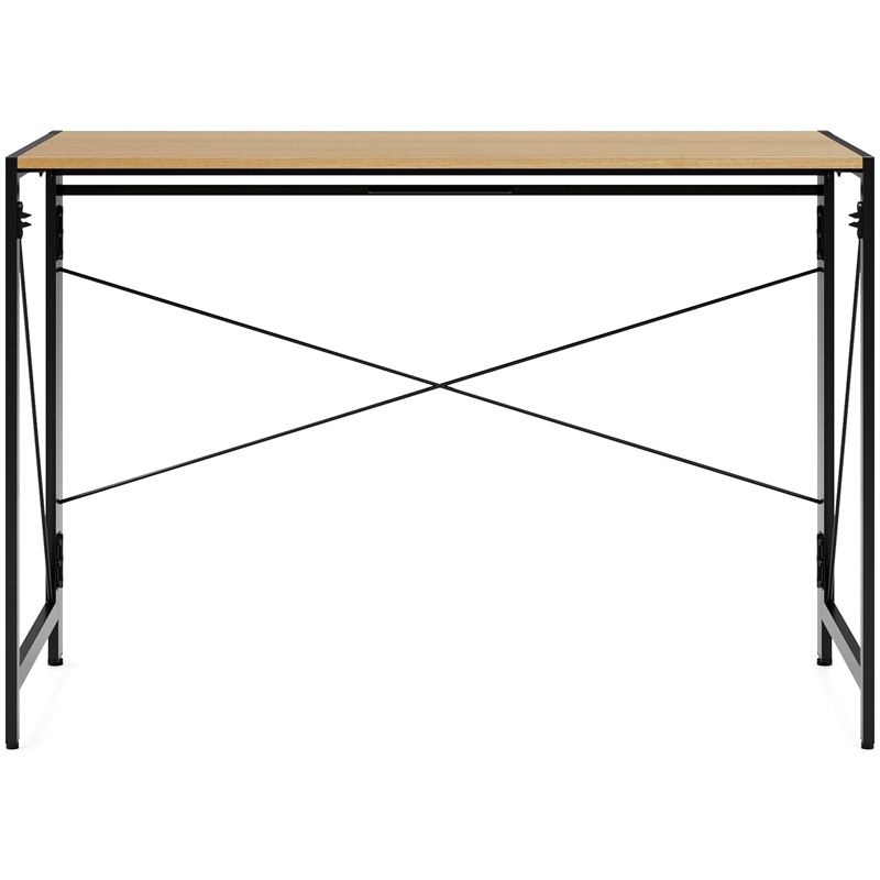 Pemberly Row 43 inch Metal Folding Home Office Desk Black/Teak