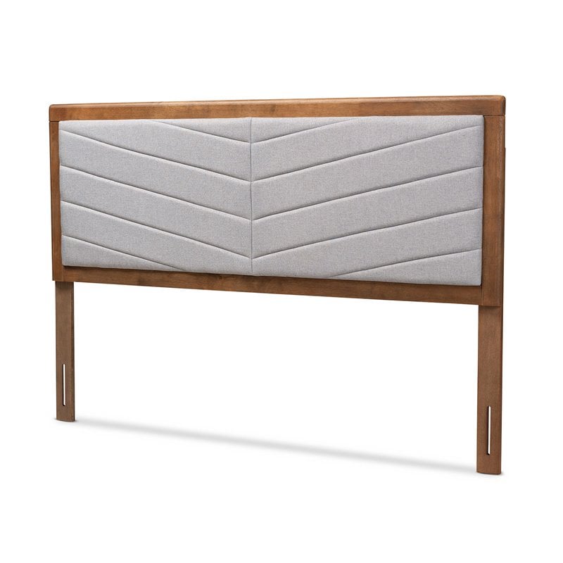 Pemberly Row Light Gray and Brown Finished Wood King Size Headboard