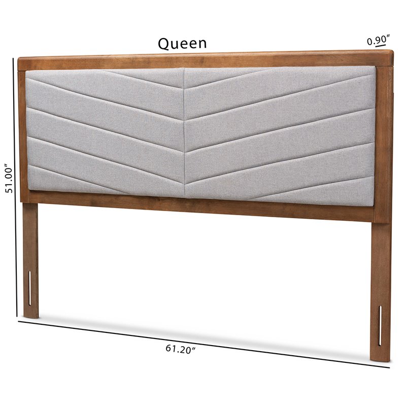 Pemberly Row Light Gray and Brown Finished Wood King Size Headboard