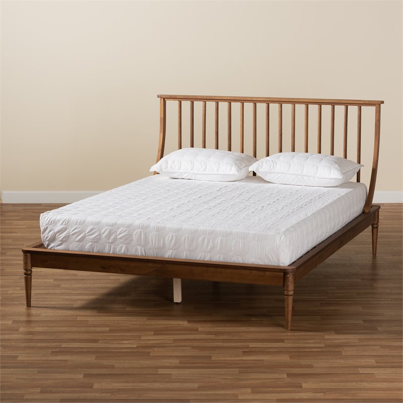 Pemberly Row Walnut Brown Finished Wood King Size Platform Bed