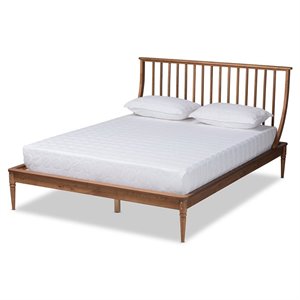 Pemberly Row Walnut Brown Finished Wood King Size Platform Bed