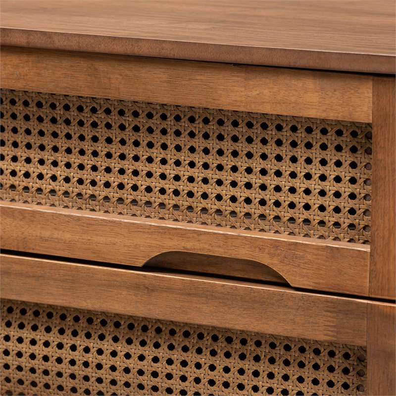 Pemberly Row Brown Finished Wood and Synthetic Rattan 4-Drawer Chest