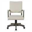 Pemberly Row Bankers Chair with Antique Gray Finish and Ivory White Fabric