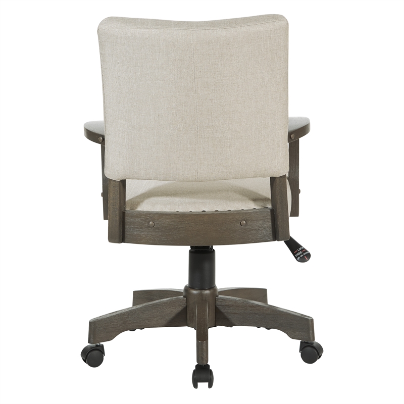 Pemberly Row Bankers Chair with Antique Gray Finish and Ivory White Fabric