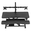 Pemberly Row Electric Standing Desk Converter w/ Dual Monitor Mount Arm Black