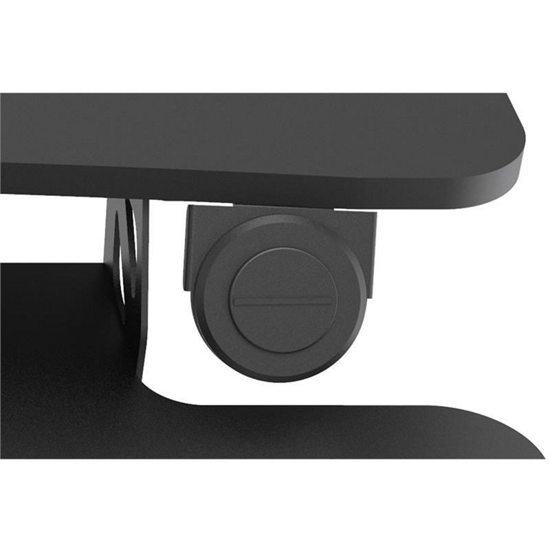 Pemberly Row Electric Standing Desk Converter w/ Dual Monitor Mount Arm Black