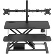 Pemberly Row Electric Standing Desk Converter w/ Dual Monitor Mount Arm Black