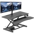 Pemberly Row Electric Standing Desk Converter w/ Dual Monitor Mount Arm Black