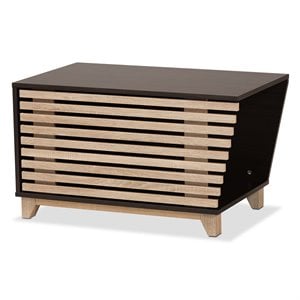 Pemberly Row Dark Brown and Oak Finished Cat Litter Box Cover House