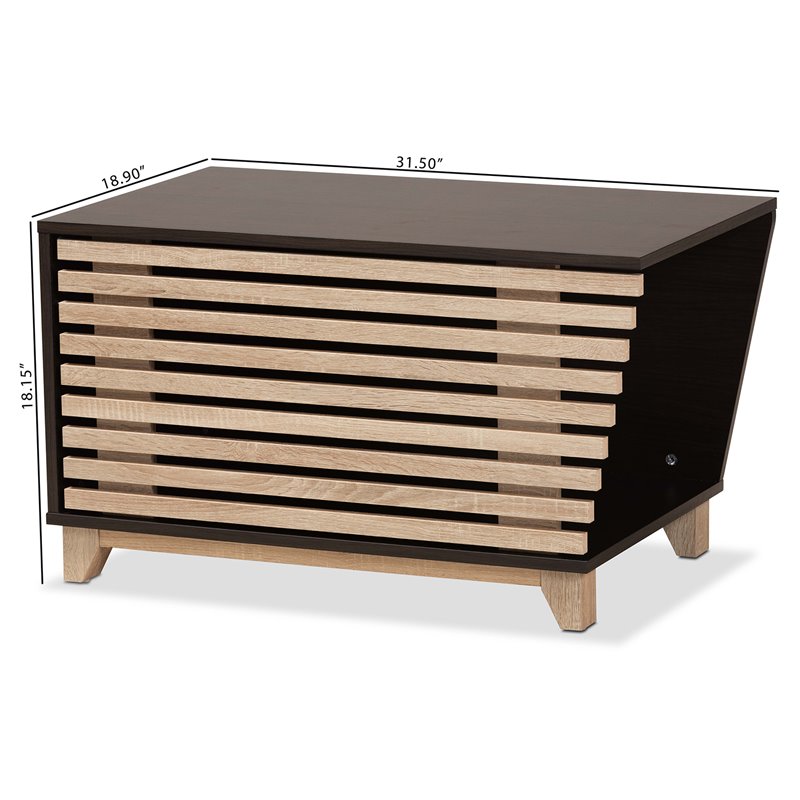Pemberly Row Dark Brown and Oak Finished Cat Litter Box Cover House